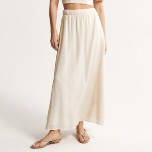 Abercrombie & Fitch Beige Crinkle Maxi Skirt